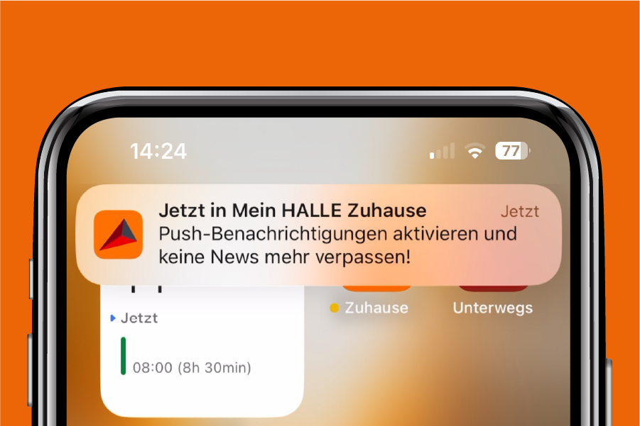 Das Display eines Smartphones zeigt eine eingegangene Push-Meldung an.