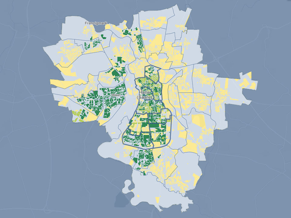 Das Fernwärmenetz von Halle auf einer Karte